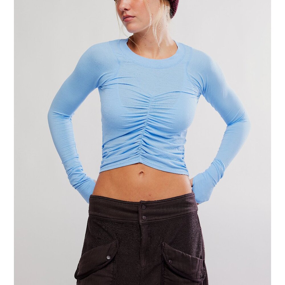 FP Movement by Free People Light Blue Crop Top